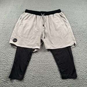 BYLT Men's Active Shorts‎ With 3/4 Legging Medium Beige Black Polyester Spandex